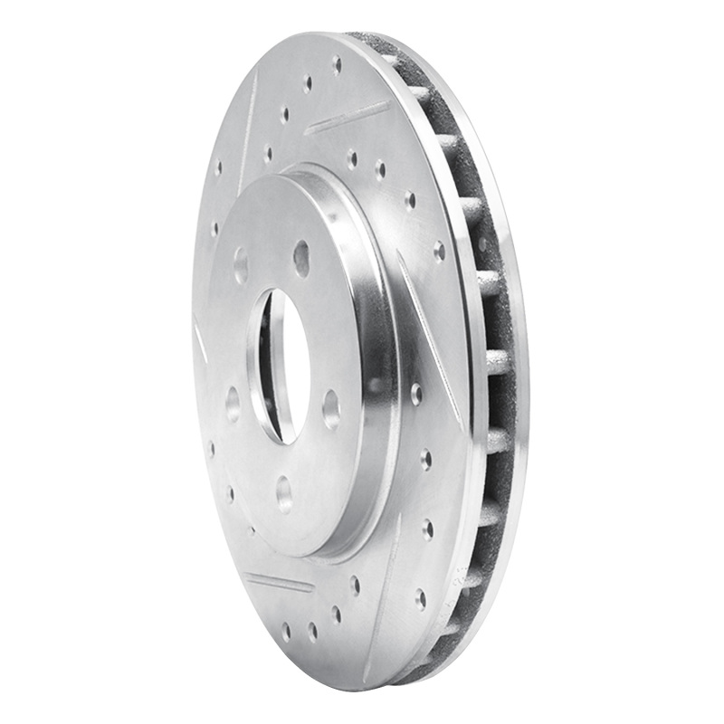 Chrysler Town & Country Brake Rotor (1) - Front Left - R1 Concepts - Drilled & Slotted - Silver - `96-`00